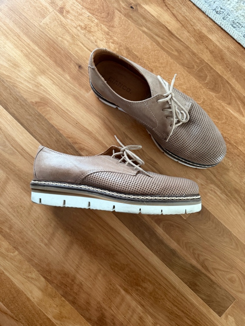 Taupe Perforated Leather laced shoe